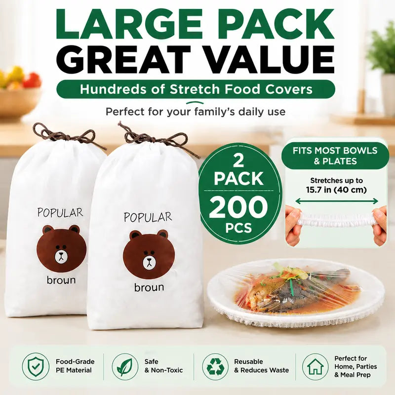 π₯100PCS Disposable Stretch Food Covers, Elastic Kitchen Bowl & Plate Lids, Plastic Wrap Alternative for Food Storage & Leftovers Preservation