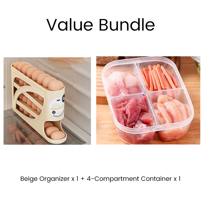 🥚Space-Saving Fridge Egg Storage Organizer – Gravity-Fed Auto Roll, 30-Egg Capacity & Slim Door-Fit Design 🏠