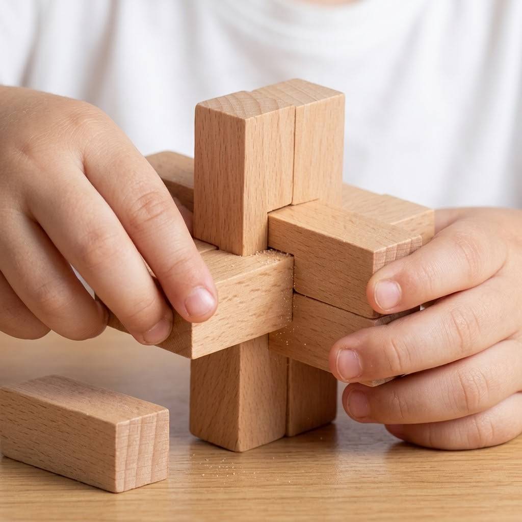Wooden Kongming Lock Puzzle Toy