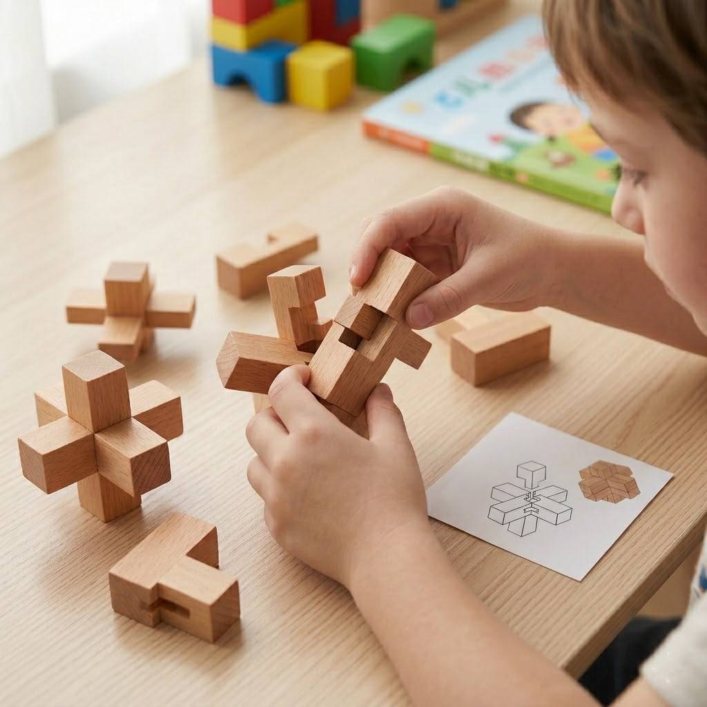 Wooden Kongming Lock Puzzle Toy