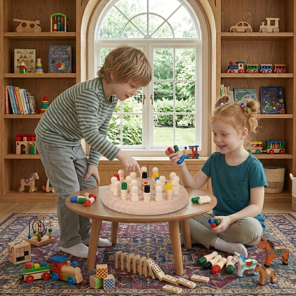 Wooden Color Memory Chess Game