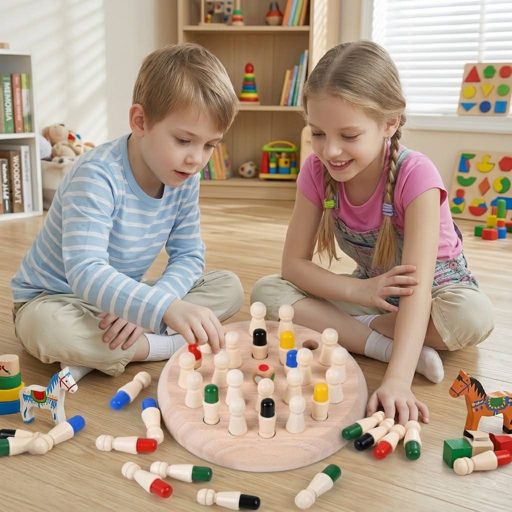 Wooden Color Memory Chess Game