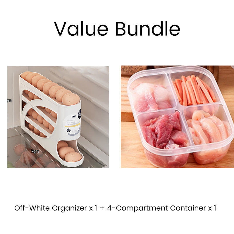 🥚Space-Saving Fridge Egg Storage Organizer – Gravity-Fed Auto Roll, 30-Egg Capacity & Slim Door-Fit Design 🏠