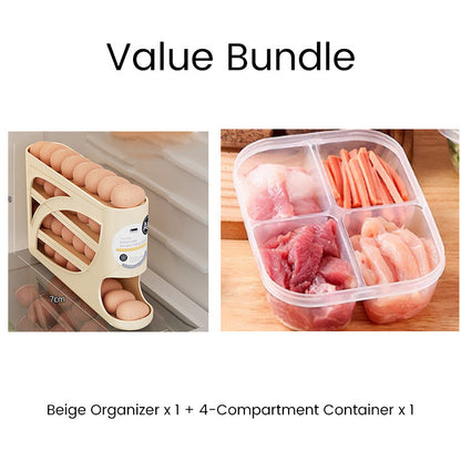 🥚Space-Saving Fridge Egg Storage Organizer – Gravity-Fed Auto Roll, 30-Egg Capacity & Slim Door-Fit Design 🏠